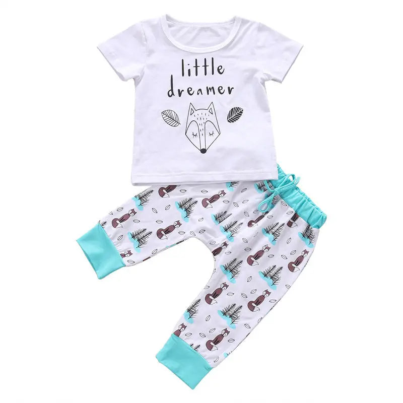 Newborn Baby Clothes Set T-shirt Tops Pants Little Boys and Girls Outfits null