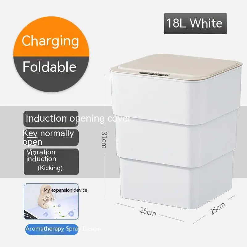 Smart Trash Can With Lid For Bedroom And Living Room Kitchen Storage Box Trash Can Induction Small Car Box Automatic Smart Dustbin Smart Trash Bin null