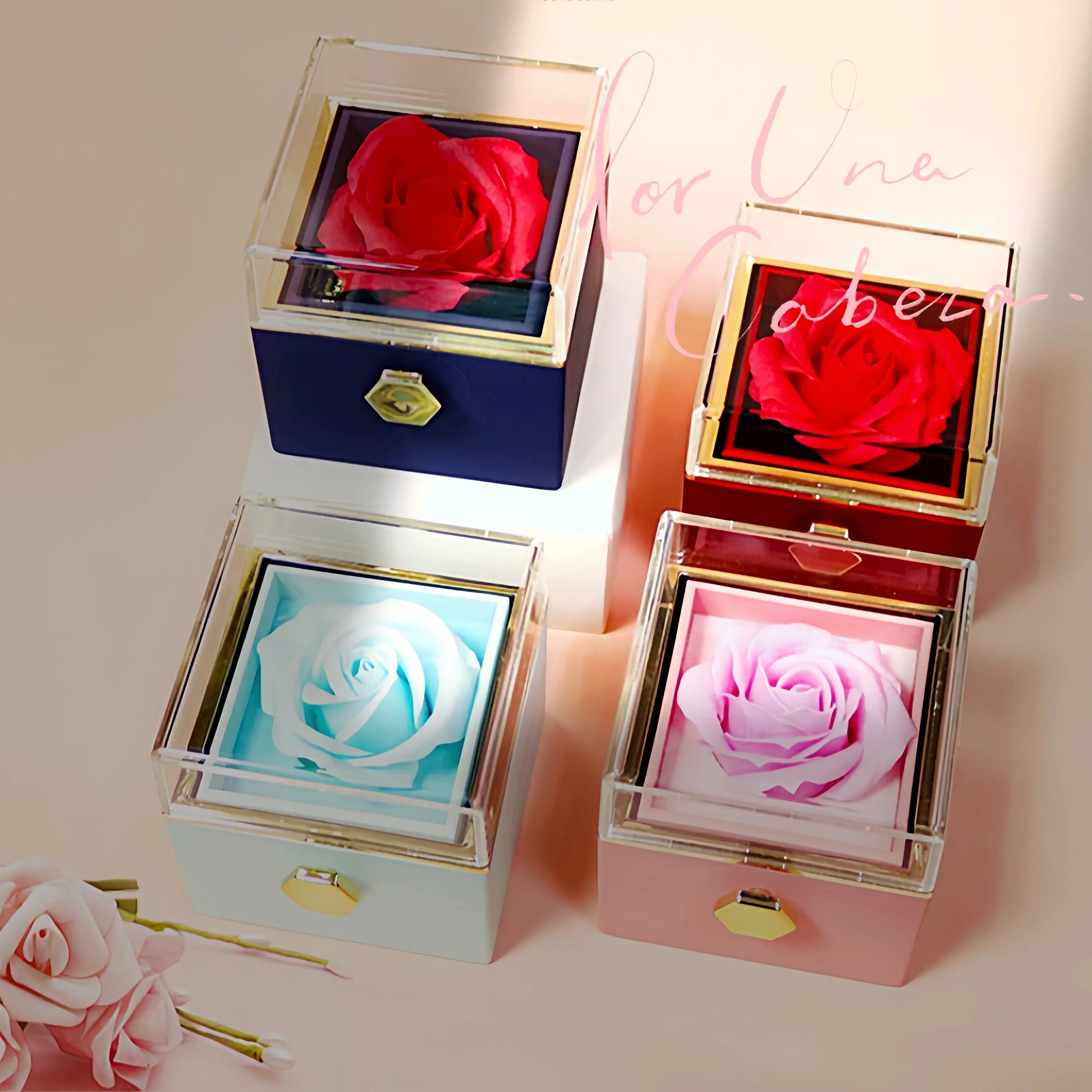 Rotating Soap Flower Rose Gift Box Creative Rotating Rose Jewelry Packaging Box Valentine's Day Gift For Women null