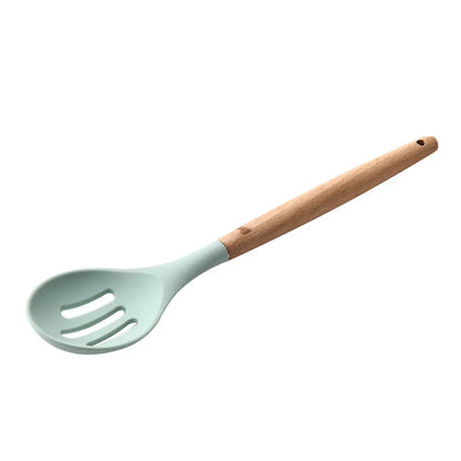 Silicone Kitchenware With Wooden Handle null