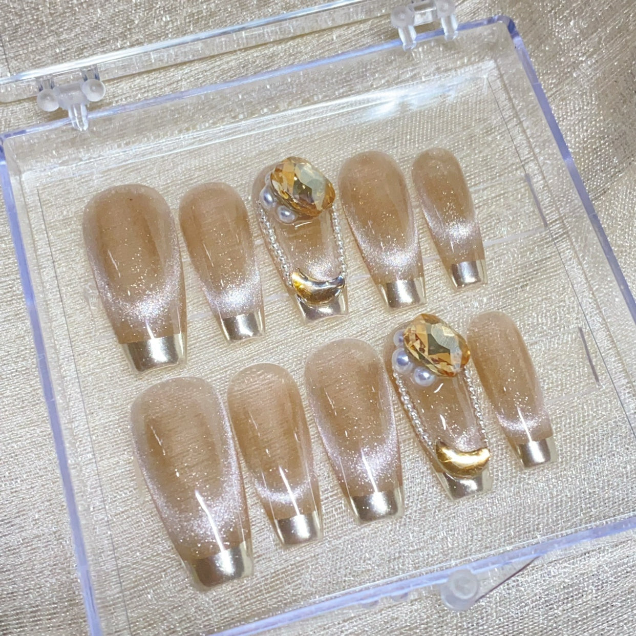 Temperament Cat Eye Champagne French Nails null Temperament Cat Eye Champagne French Nails Temperament Cat Eye Champagne French Nails