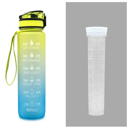 1L Tritan Water Bottle With Time Marker Bounce Cover Motivational Water Bottle Cycling Leakproof Cup For Sports Fitness Bottles null