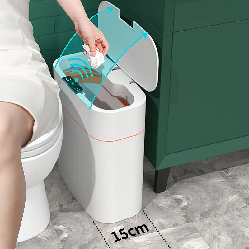 Smart Trash Can With Lid For Bedroom And Living Room Kitchen Storage Box Trash Can Induction Small Car Box Automatic Smart Dustbin Smart Trash Bin null