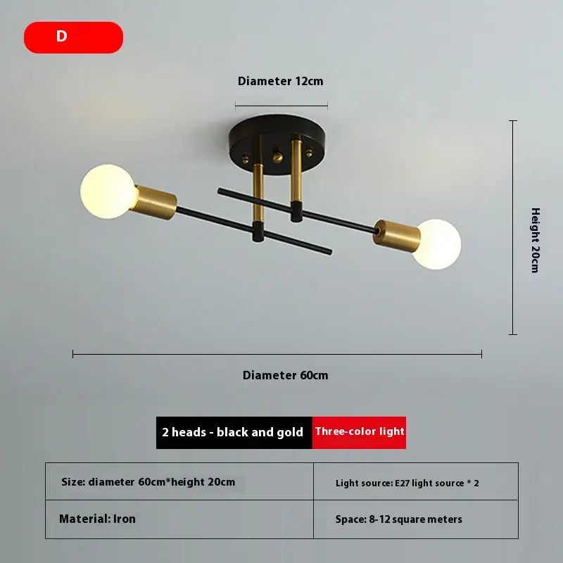 Branch Type Ceiling Lamp Living Room Dining Room Lighting Led Iron Lamp null