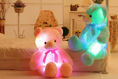 Creative Light Up LED Teddy Bear Stuffed Animals Plush Toy Colorful Glowing Christmas Gift For Kids Pillow null