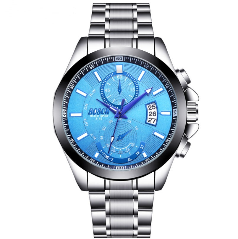 Steel band calendar sports waterproof large dial null Steel band calendar sports waterproof large dial