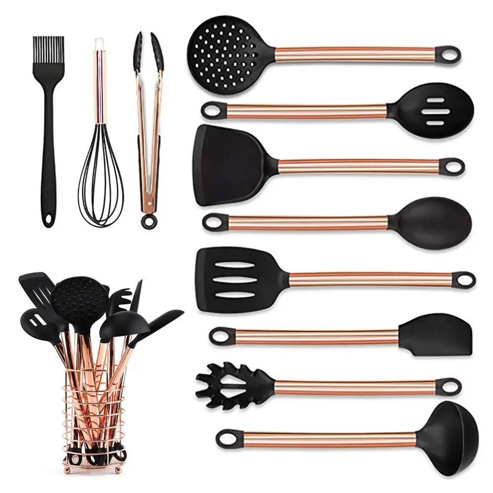 8pcs Stainless Steel Handle Silicone Kitchenware Set null