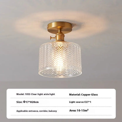 Brass Glass Ceiling Lamp Corridor Ceiling Lamp null