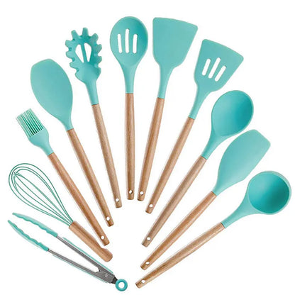 Silicone Kitchenware With Wooden Handle null