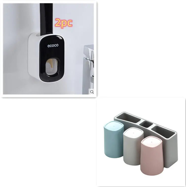 Wall Mounted Automatic Toothpaste Holder Bathroom Accessories Set Dispenser null