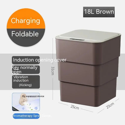 Smart Trash Can With Lid For Bedroom And Living Room Kitchen Storage Box Trash Can Induction Small Car Box Automatic Smart Dustbin Smart Trash Bin null