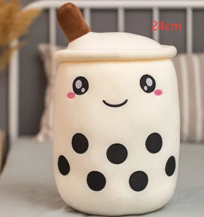 Cute Fruit Drink Plush Stuffed Soft Strawberry Milk Tea Plush Boba Tea Cup Toy Bubble Tea Pillow Cushion Kids Gift null