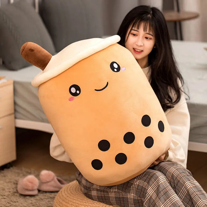 Cute Fruit Drink Plush Stuffed Soft Strawberry Milk Tea Plush Boba Tea Cup Toy Bubble Tea Pillow Cushion Kids Gift null