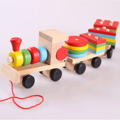 Wooden Train Three-section Tractor Toy Children's Intelligence Puzzle Toys Educational Toys null