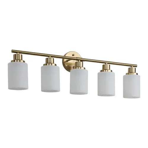 5 Lamps Gold Bathroom Vanity Lamp, Frosted Glass Shade, Modern Wall Mounted Lighting - No Bulbs Unavailable Platforms- Temu null