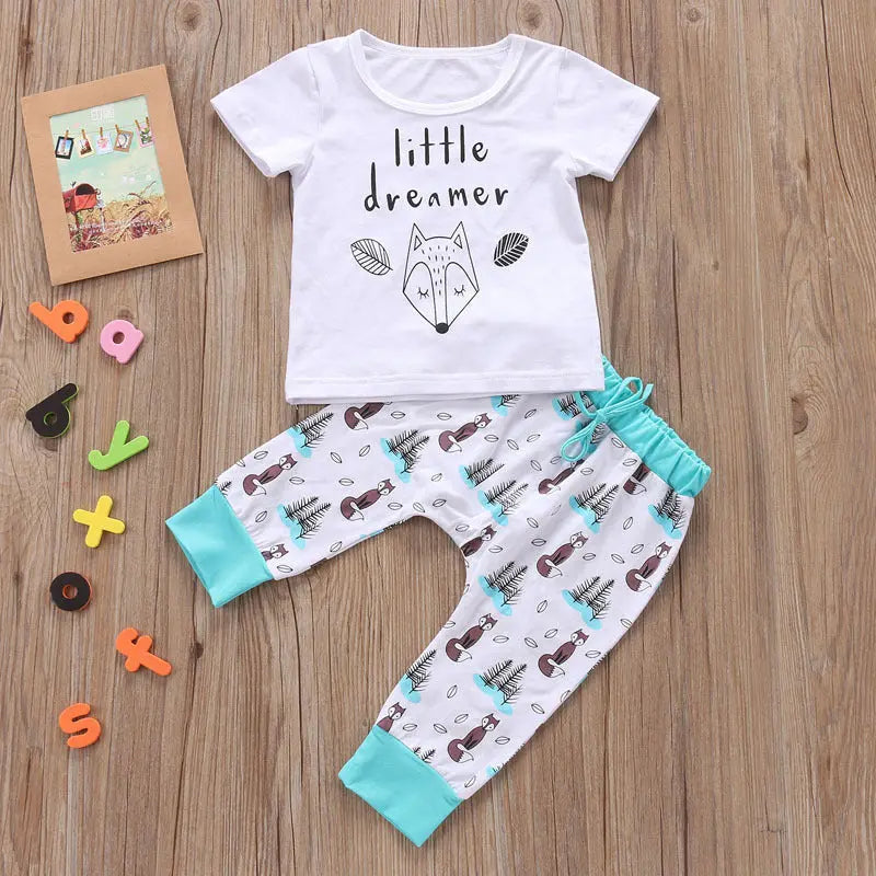 Newborn Baby Clothes Set T-shirt Tops Pants Little Boys and Girls Outfits null