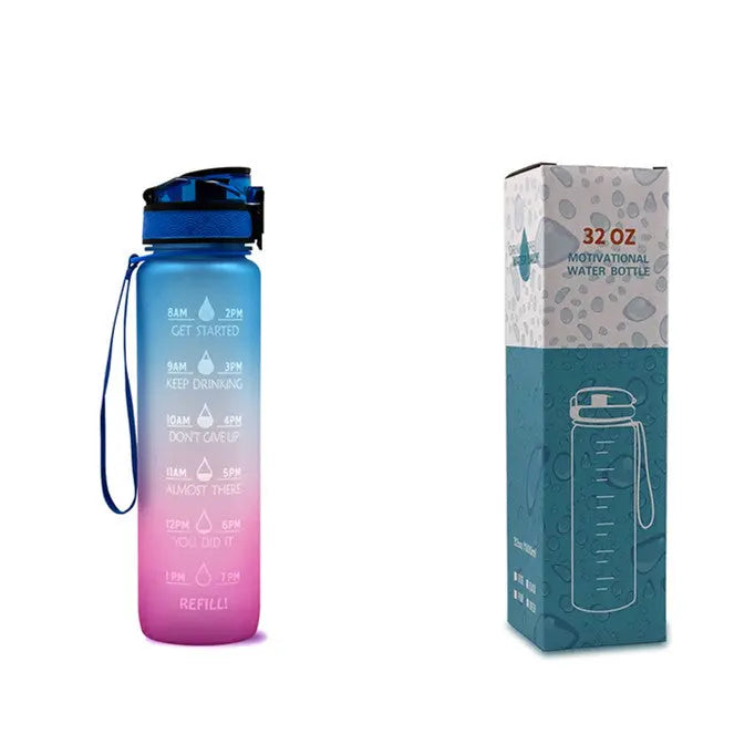 1L Tritan Water Bottle With Time Marker Bounce Cover Motivational Water Bottle Cycling Leakproof Cup For Sports Fitness Bottles null