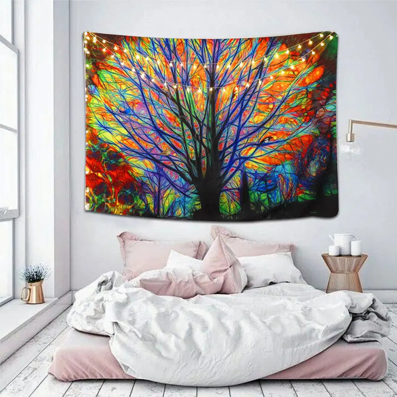 Colorful tree forest tapestry null