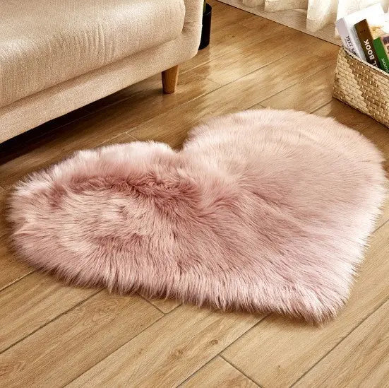 Plush Heart Shaped Carpet Non-Slip Mat Fluffy Rug Floor Mat Blanket Sofa Cushion Foot Pad Carpets For Living Room Home Decor null