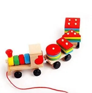 Wooden Train Three-section Tractor Toy Children's Intelligence Puzzle Toys Educational Toys null