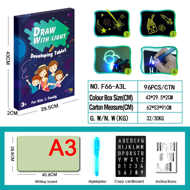 Educational Toy Drawing Pad 3D Magic 8 Light Effects Puzzle Board Sketchpad null