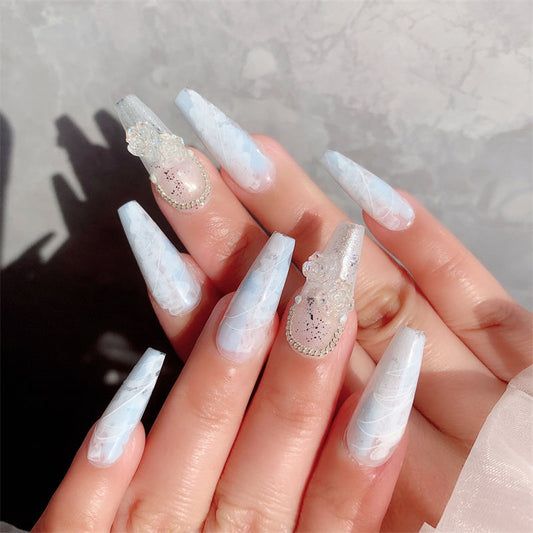 Premium Feel Wearable Nails Soft Macchiato Blue Ice null Premium Feel Wearable Nails Soft Macchiato Blue Ice Premium Feel Wearable Nails Soft Macchiato Blue Ice