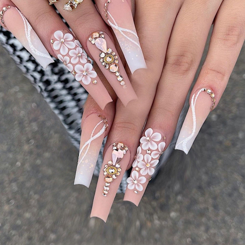 Long Ballet Gradient White Colorful Glitter Tender Girl Fake Nails Wearable null Long Ballet Gradient White Colorful Glitter Tender Girl Fake Nails Wearable Long Ballet Gradient White Colorful Glitter Tender Girl Fake Nails Wearable