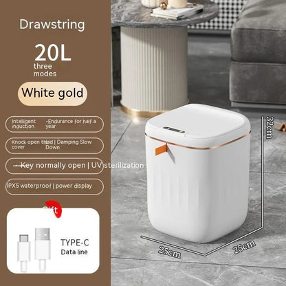 Smart Trash Can With Lid For Bedroom And Living Room Kitchen Storage Box Trash Can Induction Small Car Box Automatic Smart Dustbin Smart Trash Bin null