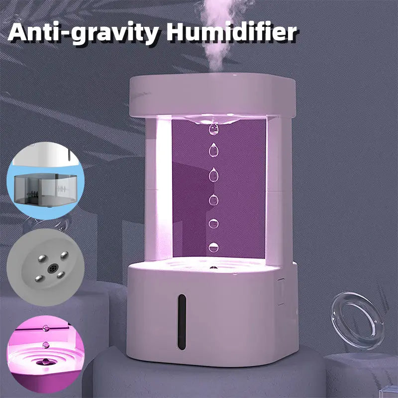 Creative Anti-gravity Water Drop Humidifier Air Conditioning Mist Spray Household Quiet Bedroom Office With 580ML Water Tank null