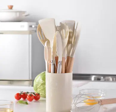 Silicone Kitchenware With Wooden Handle null