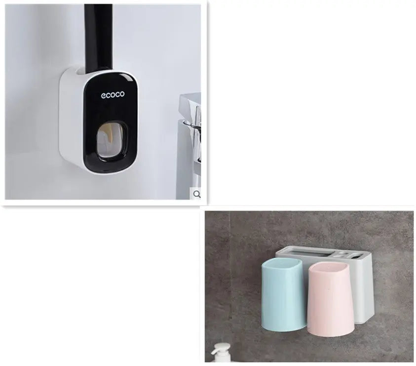 Wall Mounted Automatic Toothpaste Holder Bathroom Accessories Set Dispenser null