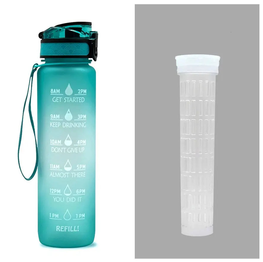 1L Tritan Water Bottle With Time Marker Bounce Cover Motivational Water Bottle Cycling Leakproof Cup For Sports Fitness Bottles null