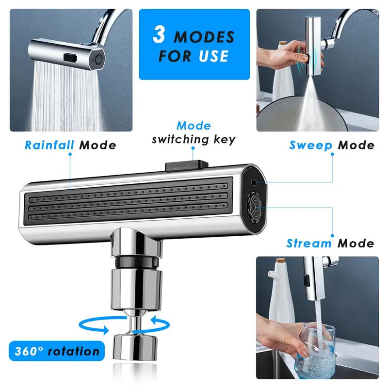 Kitchen Faucet Waterfall Outlet Splash Proof Universal Rotating Bubbler Multifunctional Water Nozzle Extension Kitchen Gadgets null