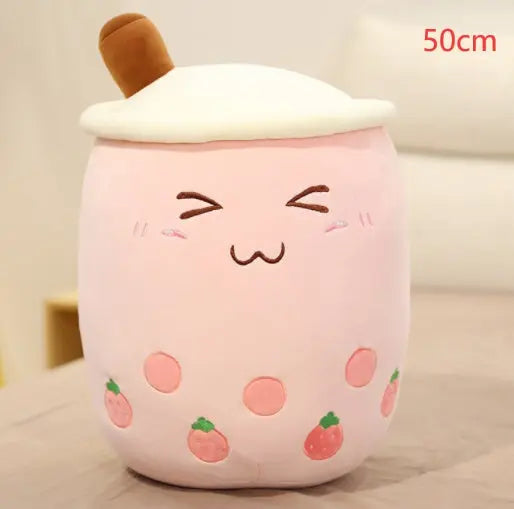 Cute Fruit Drink Plush Stuffed Soft Strawberry Milk Tea Plush Boba Tea Cup Toy Bubble Tea Pillow Cushion Kids Gift null