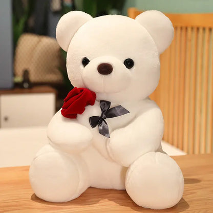 23-45cm New Lovely Hug Roses Teddy Bear Plush Pillow Stuffed Soft Animal Dolls Nice Birthday Gift Girlfriend Valentine's Day null