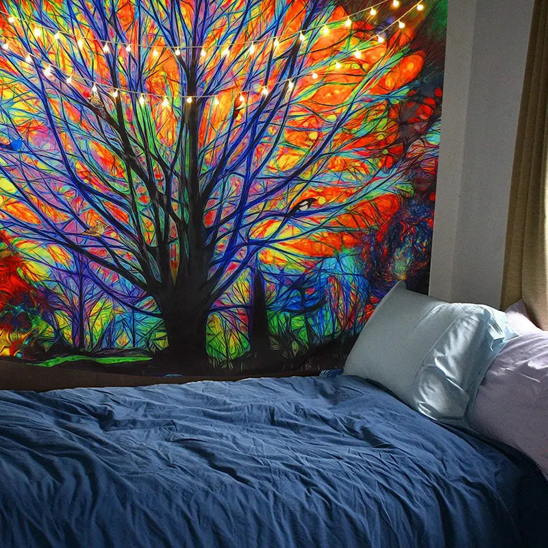 Colorful tree forest tapestry null