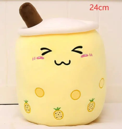 Cute Fruit Drink Plush Stuffed Soft Strawberry Milk Tea Plush Boba Tea Cup Toy Bubble Tea Pillow Cushion Kids Gift null