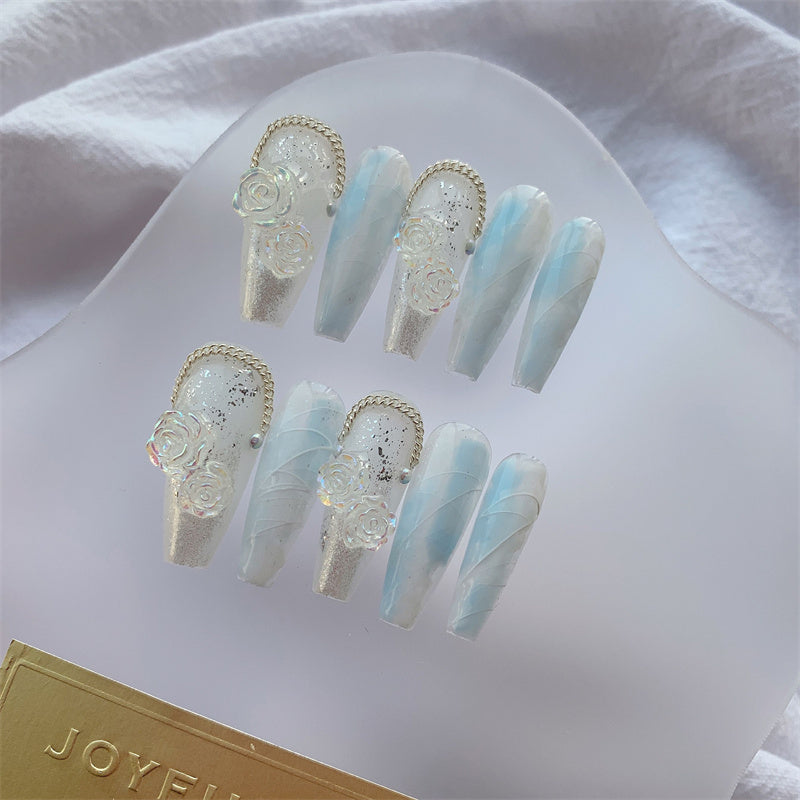 Premium Feel Wearable Nails Soft Macchiato Blue Ice null Premium Feel Wearable Nails Soft Macchiato Blue Ice Premium Feel Wearable Nails Soft Macchiato Blue Ice