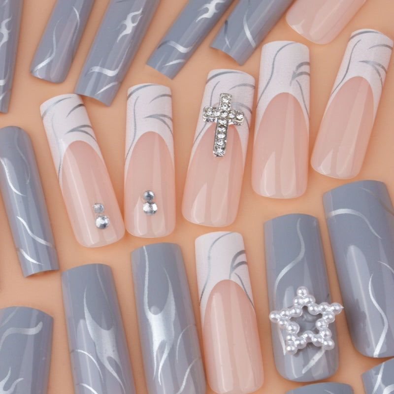 French Manicure Wear Nail Fake Nails French Cross null French Manicure Wear Nail Fake Nails French Cross French Manicure Wear Nail Fake Nails French Cross