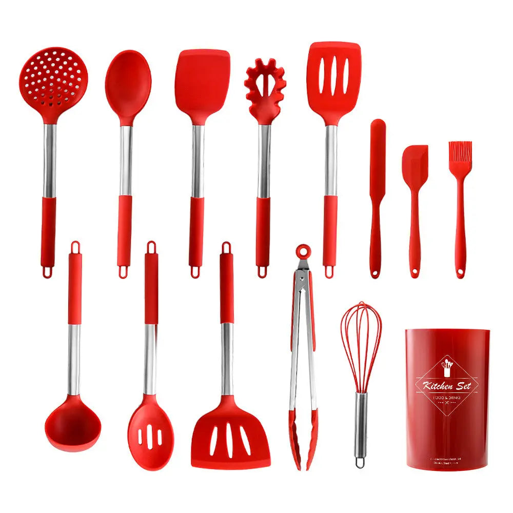 Silicone Kitchenware Set With Stainless Steel Tube Handle null