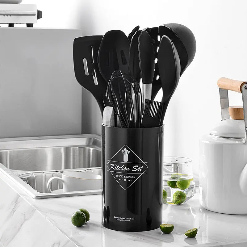 14-Piece Silicone Kitchenware With Stainless Steel Handle null