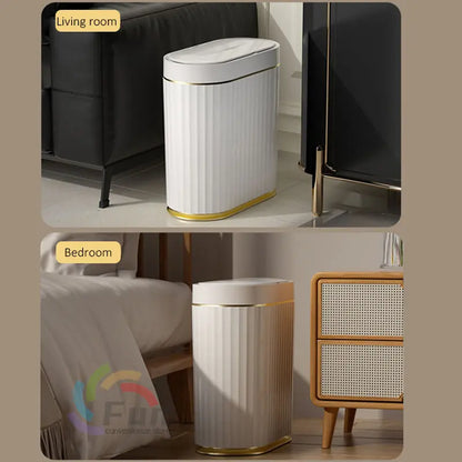 Smart Trash Can With Lid For Bedroom And Living Room Kitchen Storage Box Trash Can Induction Small Car Box Automatic Smart Dustbin Smart Trash Bin null