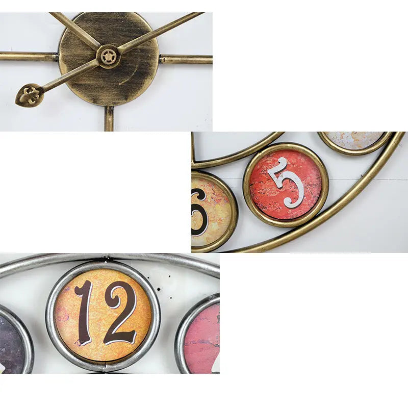 Vintage Digital Clocks And Watches, Iron Art Circular Creativity null