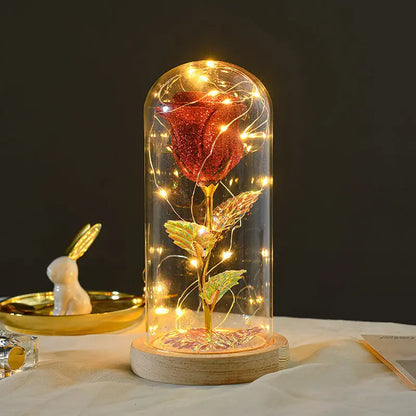 Valentines Day Gift  For Girlfriend Eternal Rose Flowers LED Light In Glass Cover Day Wedding Decoration Favors Mother Day Female Gift  Gift null