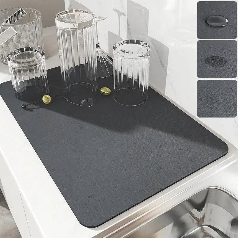 Skin Drain Pad Rubber Dish Drying Mat Super Absorbent Drainer Mats Tableware Bottle Rugs Kitchen Dinnerware Placemat null