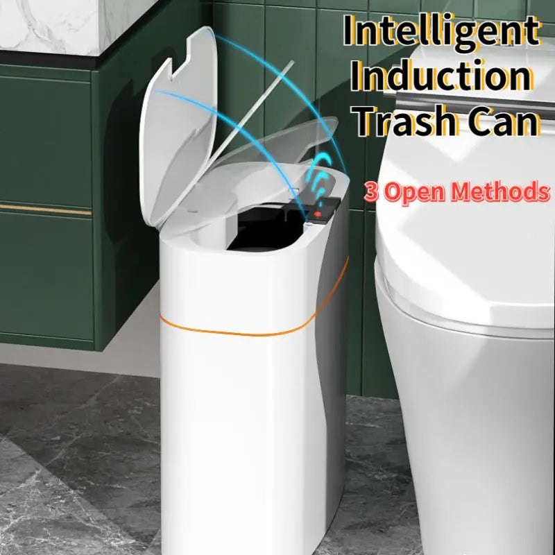 Smart Trash Can With Lid For Bedroom And Living Room Kitchen Storage Box Trash Can Induction Small Car Box Automatic Smart Dustbin Smart Trash Bin null