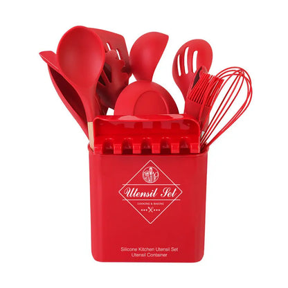 14-piece Silicone Kitchenware With Wooden Handle null