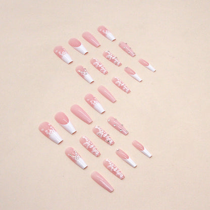 Long Ballet Diamond Long French Fake Nails null Long Ballet Diamond Long French Fake Nails Long Ballet Diamond Long French Fake Nails