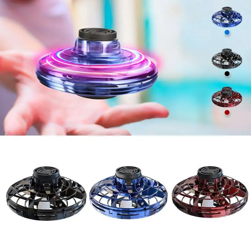 Mini Fingertip Gyro Interactive Decompression Toy Drone LED UFO Type Flying Helicopter Spinner Toy Kids null