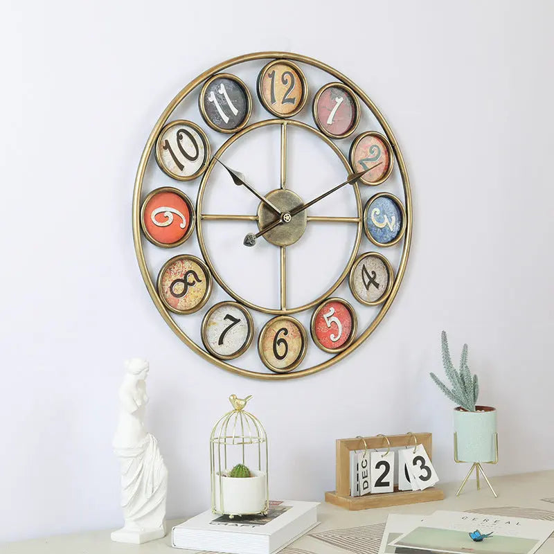 Vintage Digital Clocks And Watches, Iron Art Circular Creativity null